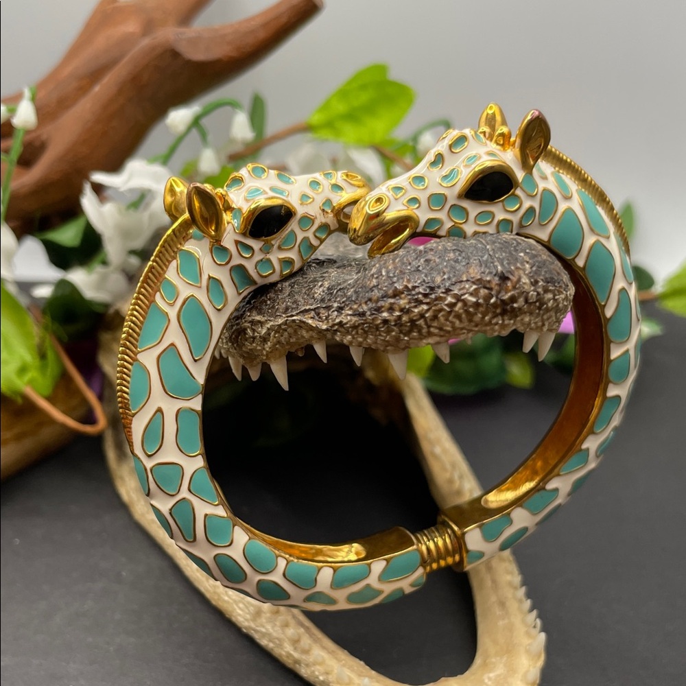 Kenneth Jay Lane rare giraffe clamper bracelet vintage